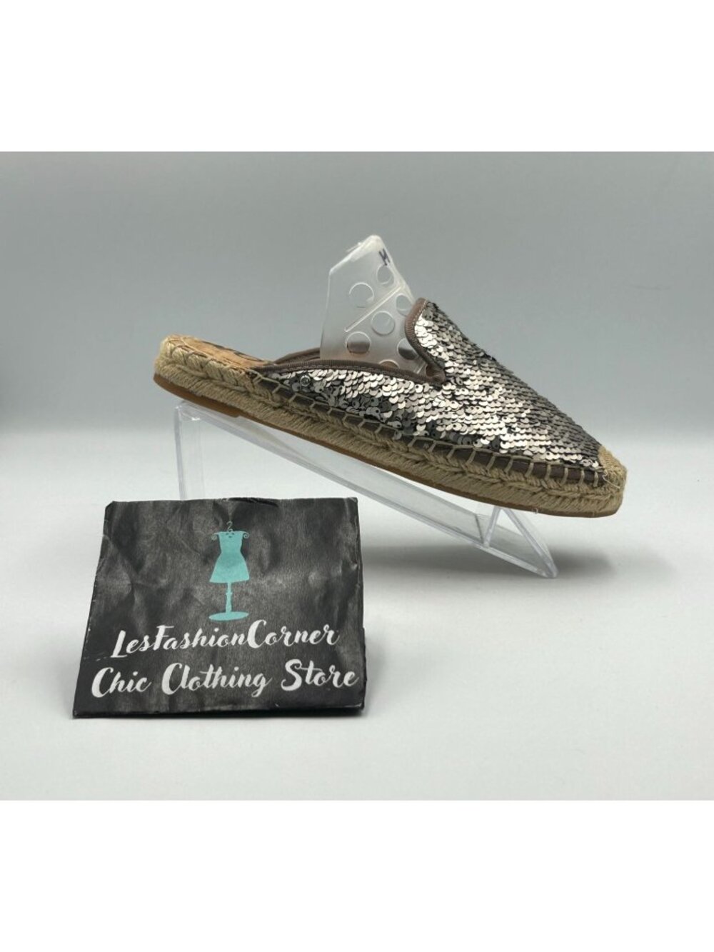 Sam Edelman Women's Pewter Sequin Kerry Espadrille Mules Shoes Size 6 3348 - Picture 12 of 16